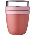 Mepal Müslibecher to go, Klein, praktischer Joghurtbecher to go - Unterteilung für Joghurt & Müsli - Geeignet für Gefrierschrank, Mikrowelle & ... - Rosa