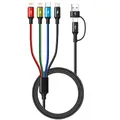 Minlu 4 in 2 USB Multi Ladekabel, Multi USB Kabel 3m, Geflochten Universal Ladekabel mit Lightning/Typ C/Micro USB Ports,USB Schnellladekabel für iPhone17/16/15/14/13/12/11/Xs/X/Galaxy/Android/Tablets