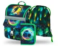 Baagl Schulranzen Jungen Set 3 Teilig, Zippy Schultasche für 1. Klasse, Grundschule Ranzen Tornister mit Brustgurt, Ergonomischer Schulrucksack (Fußballspieler)