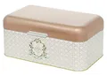 Lashuma Aufbewahrung Brot Rose 36x21 cm, Brotkiste Metall rosa, Brotbehälter groß mit Deckel