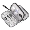 Yokuni Kabeltasche Organizer, Doppellagige Kabel Organizer Tasche, Kabel Tasche mit Tragbarem Griff, Tech Pouch für Kabelaufbewahrung, USB Ladekabel, Powerbank, SD Stick, Elektronik Zubehör (Schwarz)