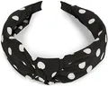 styleBREAKER Damen Haarreif mit Punkte Muster und Knoten im Retro Style, Rockabilly, Vintage Look, Haarband, Headband 04026015, Farbe:Schwarz-Weiß