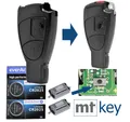 mt-key Auto Schlüssel Smartkey Ersatz Gehäuse 2 Tasten + 2X passende CR2025 Knopfzelle, CR2025 (3 V), für Mercedes Benz W169 W245 W202 W203 CL203 Funk Fernbedienung