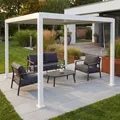 Pergola HWC-P65, Terrassenüberdachung Gartenpavillon Lamellen-Pavillon, 10cm-Aluminium-Gestell 3x3m weiß
