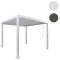 Pergola HWC-P65, Terrassenüberdachung Gartenpavillon Lamellen-Pavillon, 10cm-Aluminium-Gestell 3x3m ~ weiß