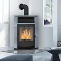 Fireplace Lyon Kaminofen 8 kW Speckstein Naturstein Stahl Schwarz Eckkamin