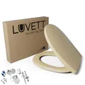 LUVETT® WC-Sitz mit Absenkautomatik C100 oval universell, Toilettendeckel mit 3 Edelstahl Montagelösungen, Klodeckel abnehmbar, Farbe:Bahama Beige
