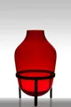 INNA-Glas Bodenvase Glas Camilo auf Standfuß, Trichter - rund, rot, 50cm, Ø 29cm