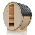 Artsauna Outdoor Fasssauna Spitzbergen 120 für 2 Personen - 3,6 kW Ofen, Saunasteine & Zubehör - Saunafass aus Fichtenholz - Außensauna Gartensauna