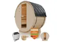 Artsauna Fasssauna Spitzbergen 120, BxTxH: 191 x 120 x 193 cm, für 2 Personen, Fichtenholz, 3,6 kW Elektro-Ofen, Komplett-Set