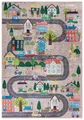 Mazovia Kinderteppich Kinderteppich Kinderzimmerteppich Straße Stadt Straßenteppich, 80 x 150 cm, Kurflor, Waschbar in Waschmaschine, Höhe 5 mm, Rutschfest