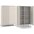 KAMARO 2DD SLIM/SMOOTH CASHMERE Vitrine Lamellen Rillenfront + Classic - Beige
