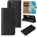 LBH Handyhülle für Huawei P30 Pro mit Karten- und Geldfach Smartphone Hülle mit Standfunktion Flip Case Wallet Schutzhülle Magnetverschluss Schwarz