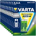 2x VARTA Phone-Akku 56398 Micro AAA HR03 800mAh NiMH 10 Stück  =  20 Akku`s!