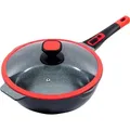 Ø32cm Bratpfanne ca. 9.5cm hoch KING® Click-Grip Aluguss mit Keramikbeschichtung Innen: FUSION TI / abnehmbarer Pfannengriff / mit Glasdeckel - Rot