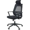 KLIM K300 Office Chair - ergonomischer Bürostuhl + Weiches Sitzkissen & Stoff + Inklusive Kopfstütze + Bis zu 110 kg belastbar + Verstellbarer St... - Schwarz