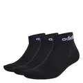adidas Unisex Kinder Think Linear Ankle Socks 3 Pairs, Black/White, 7-8 Years