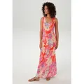 Sommerkleid ANISTON CASUAL, Damen, Gr. 36, N-Gr, bunt (orange, vanille, fuchsia, lavendel, rosa, türkis), Single Jersey, Obermaterial: 100% Viskose, bedruckt, geblümt, feminin, figurumspielend knöchellang, Rundhals, ohne Ärmel, Kleider, mit farbenfrohen Blumendruck - jedes Teil ein Unikat - NEUE KOLLEKTION