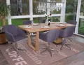 6er-Set Esszimmerstuhl HWC-A74, Drehstuhl Loungesessel, höhenverstellbar Textil, grau