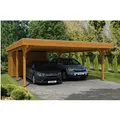Skan Holz Carport Spessart 611 cm x 846 cm mit Abstellraum Eiche hell