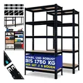 MASKO 2er-Set Lagerregal Schwerlastregal, Kellerregal, verstellbare Ablagen, MDF-Platten Regal aus Metall, Steckregal, Werkstattregal, Keller, Garage