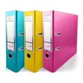 Netuno 3 Stück Ring-Ordner Türkis Gelb Rosa DIN A4 Ekobox 2-Ring-Mechanik 8cm Ringbuch a4 2 Ringe Plastikordner bunt Ordner Schule Büro Studium Dokumentenordner Pappordner office folder