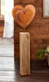 Dekosäule "Rostherz" aus Holz, 72 cm hoch, großes Metall-Herz in Rost Optik, Holzsäule