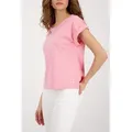 Monari T-Shirt Pima uni Rundhalsausschnitt, reine Baumwolle, Kurzarm mit Aufschlag rot XXL (44)