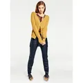 Strickjacke HEINE, Damen, Gr. 38, gelb (senfgelb), 100% Baumwolle, unifarben, Langarm, Strickjacken