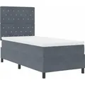 vidaXL LED Boxspringbett mit Matratze Dunkelgrau 90 x 200 cm Samt - Grau