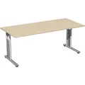 geramöbel Flex Schreibtisch ahorn rechteckig, C-Fuß-Gestell silber 180,0 x 80,0 cm