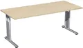 Gera Möbel C Fuß Flex Schreibtisch, Holzdekor, ahorn/Silber, 180 x 80 x 72 cm