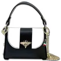 Florence Umhängetasche Biene Damen Handtasche Echtleder schwarz/weiß OTF833SW