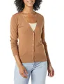 Amazon Essentials Damen Leichter Cardigan-Pulli, Kamelbraun Meliert, M