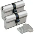BASI Profilzylinder 2er SET V50, Gleichschließend, diverse Längen, (Spar-Set, 2-St), 2 x Kurzzylinder 27/35 mm, 5 Stiftzuhaltungen, inkl. 6 Schlüssel Kurzzylinder - 27/35 mm