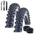 2 x Kenda K-850 MTB Fahrradreifen Fahrradmantel Schwarz 50-406 (20 x 2.0) + AV-Schläuche inkl. Reifenheber
