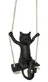 zeitzone Figur Katze auf Schaukel Katzenfigur Dekofigur Skulptur Statue Schwarz 20cm