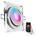 Schwenkbare eckige Glas Einbauleuchte Deckenlampe flach RGB+ WiFi LED dimmbar 5W