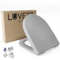 LUVETT® D140 Toilettendeckel mit Absenkautomatik D Form Grau - SoftClose Klodeckel Abnehmbar - Klobrille aus Antibakteriellem Duroplast - WC Sitz 2in1 Befestigung Inkl. - Toilettensitz Made in EU