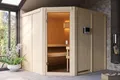 Karibu Sauna Innensauna Horna Eckeinstieg Ofen 9 kW integr. Strg 231x196x198 cm ohne Dachkranz
