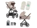 Gesslein Kombikinderwagen FX4 Swing Set, Braun, Metall, 55x130x100 cm, EN 1888, UV 50+, Oeko-Tex® Standard 100, Feststellbremse, Fußstütze abklappbar, Federung, kugelgelagerte Räder, Verdeckung abnehmbar, 5-Punkte-Gurt, für Babyschale geeignet, Griff in Lederoptik, mit Tragegriff, Sitz umsetzbar, Reflektorstreifen, abnehmbarer Schutzbügel,5-Punkt-Gurt, Sportsitz verlängertem Verdeck,Matratze, zusammenklappbar, Baby on Tour, Kinderwagen, Kombikinderwagen
