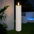 Solar Gartenfackel LED Kerze mit Flammen Effekt - 99 cm - Gartenstecker warm weiß beleuchtet mit Kerzenflackern - Garten Deko Beleuchtung Beetstecker Solarleuchte Wegeleuchte Gartenlicht für Außen