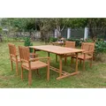 OUTFLEXX Garten-Essgruppe, natur, Akazie, Ausziehtisch 150/200 x 90 cm, 4 Armlehnensessel, FSC®-zertifiziertes Produkt