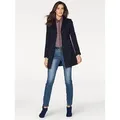 Longblazer HEINE "Longblazer", Damen, Gr. 40, blau (marine), 64% Polyester, 34% Viskose, 2% Elasthan, Futter:100% Polyester, Langarm, Blazer