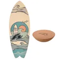 F2 Set Balance Board Surfer 87x32cm mit Kork Halbkugel - Gleichgewichts Trainer für Kinder und Erwachsene, Surf Balance Board Zubehör für Yoga, Faszien, Koordination & Fitnesstraining