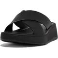 Fitflop F-Mode Leather Flatform Cross Slides Sandale schwarz 37 EU