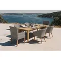 Ploß Borneo/Kota Garten-Essgruppe, natur/grau-meliert, Akazie/Alu/Polyrattan, 180x90cm, 4 Cocktailsessel, 2 Landhaussessel, FSC®-zertifiziertes Produkt