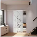 inova wohnen Glasschiebetür Kreise Dekor Größenauswahl, Komplett Set mit Schienensystem weiß 102.5 cm x 220 cm