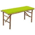 furnicato Klappbare Gartenbank mit Auflage 118 cm Bambus