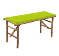 furnicato Gartenbank Klappbare Bambus Sitzbank 118x38x45 cm mit hellgrüner Auflage